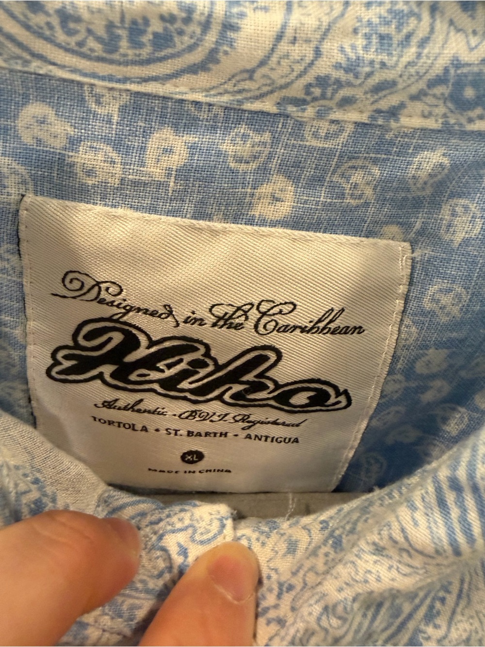 Hiho Men's Light Blue Paisley Casual Button-Down Shirt Soft Linen